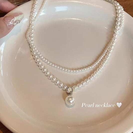 French-style Vintage Double-strand Pearl Necklace