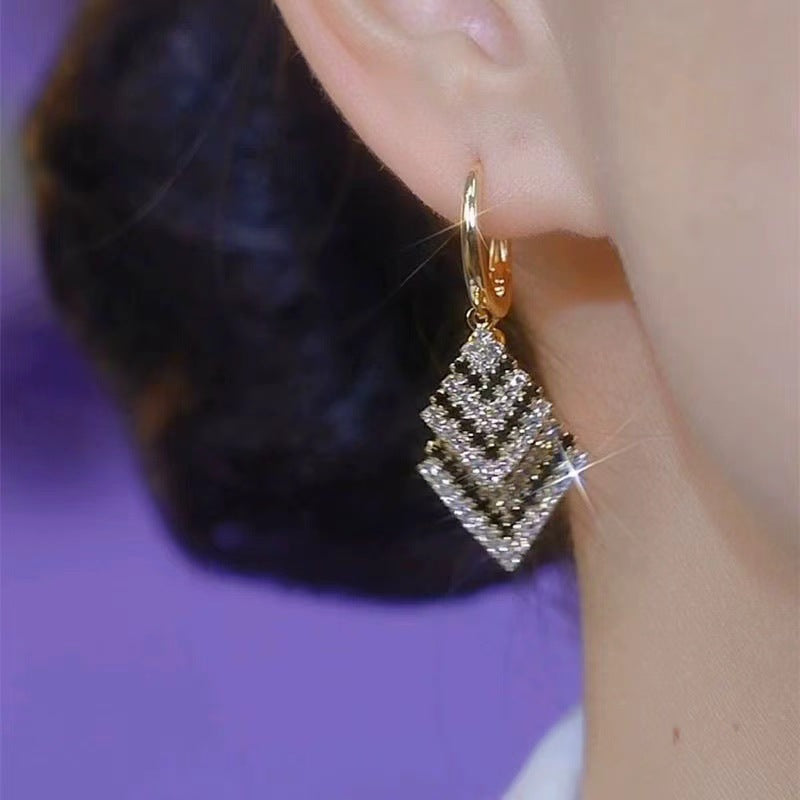 Luxury Zebra Stripe Diamond Earrings