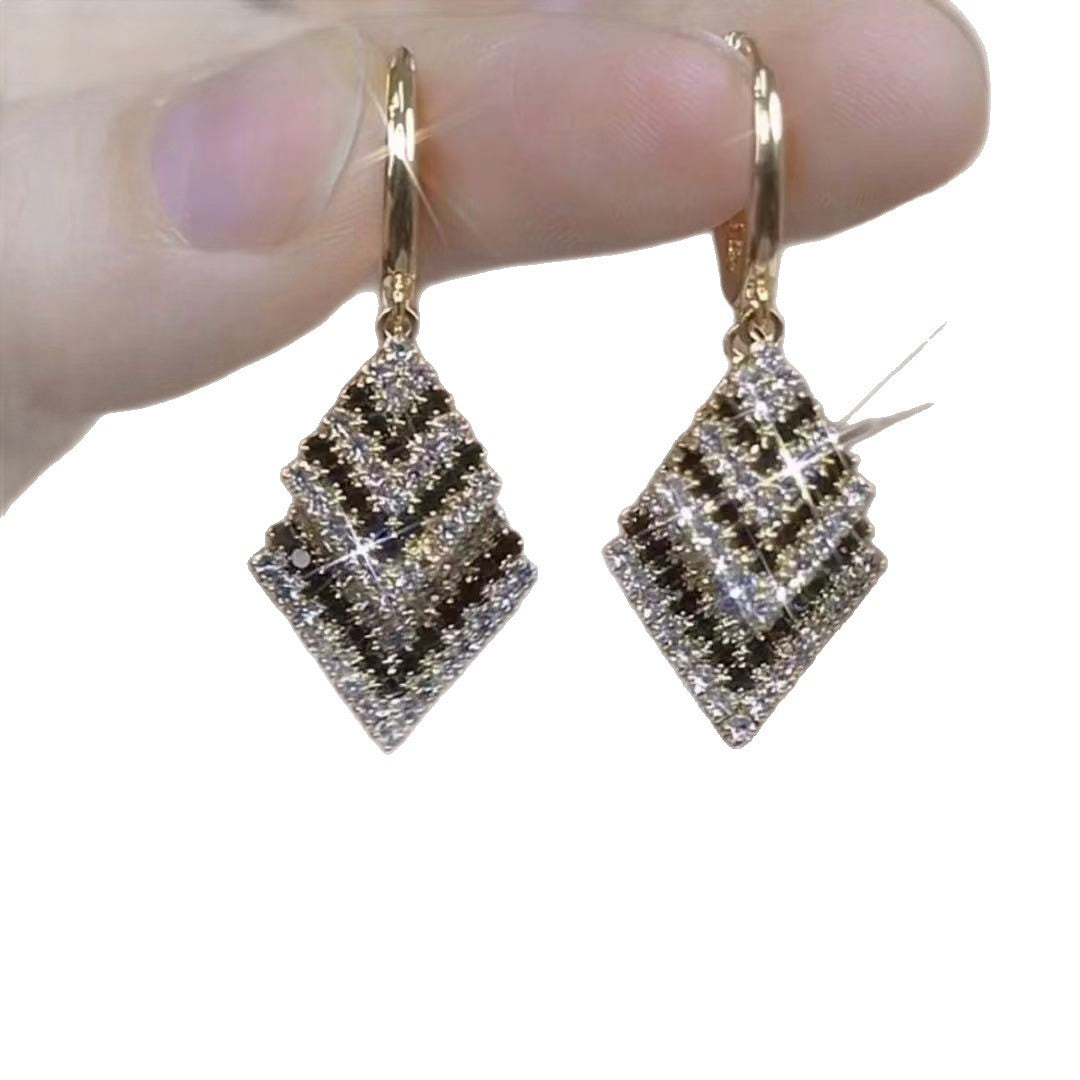 Luxury Zebra Stripe Diamond Earrings