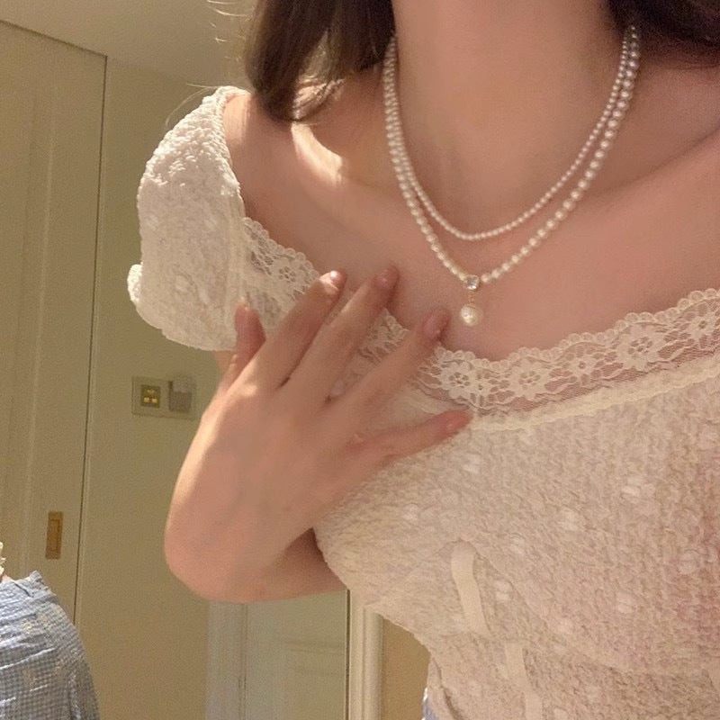 French-style Vintage Double-strand Pearl Necklace