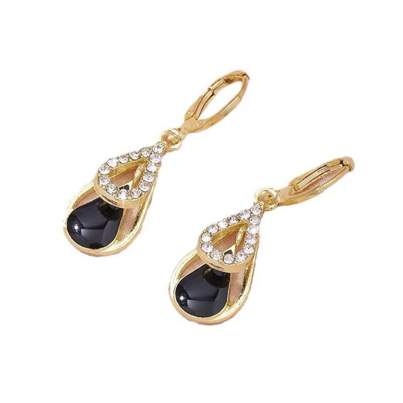 Light Luxury High-end Diamond-inlaid Drop Hollow Double-layer Earrings