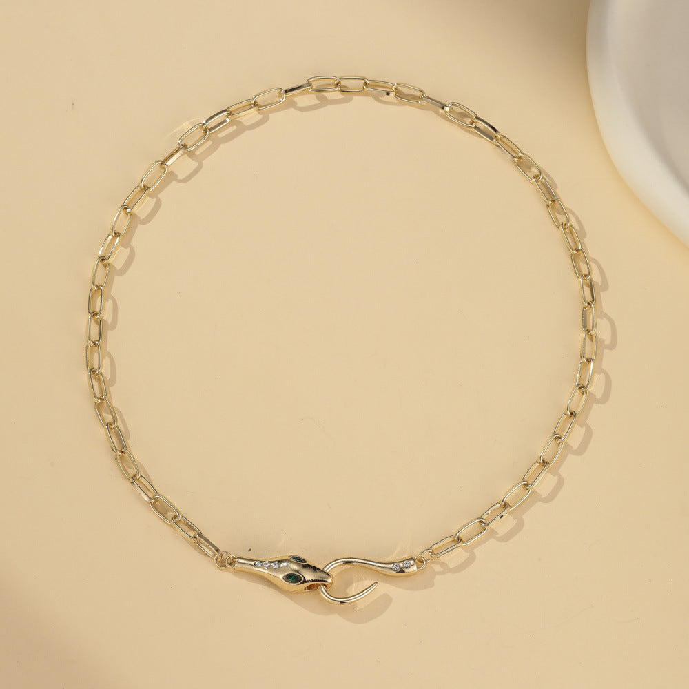 Advanced Temperament Metal Snake Series Diamond Necklace