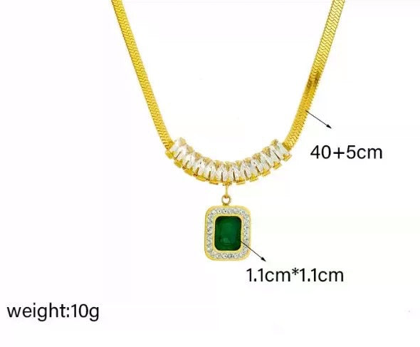 Emerald-cut Cubic Zirconia Pendant Necklace