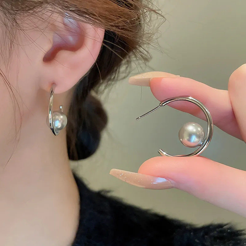 Pearl Hoop Women's Vintage Earrings