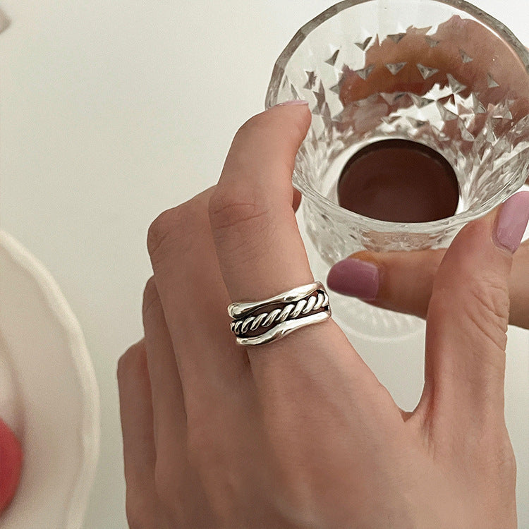 European And American Niche-design Braided Cable Three-layer Ring