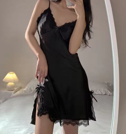 Satin Chiffon Slip Nightdress Hot Temptation Home Wear Pure Desire