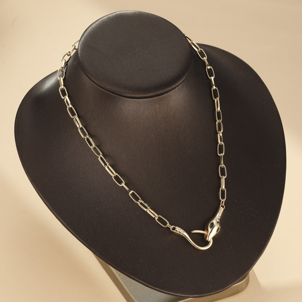 Advanced Temperament Metal Snake Series Diamond Necklace